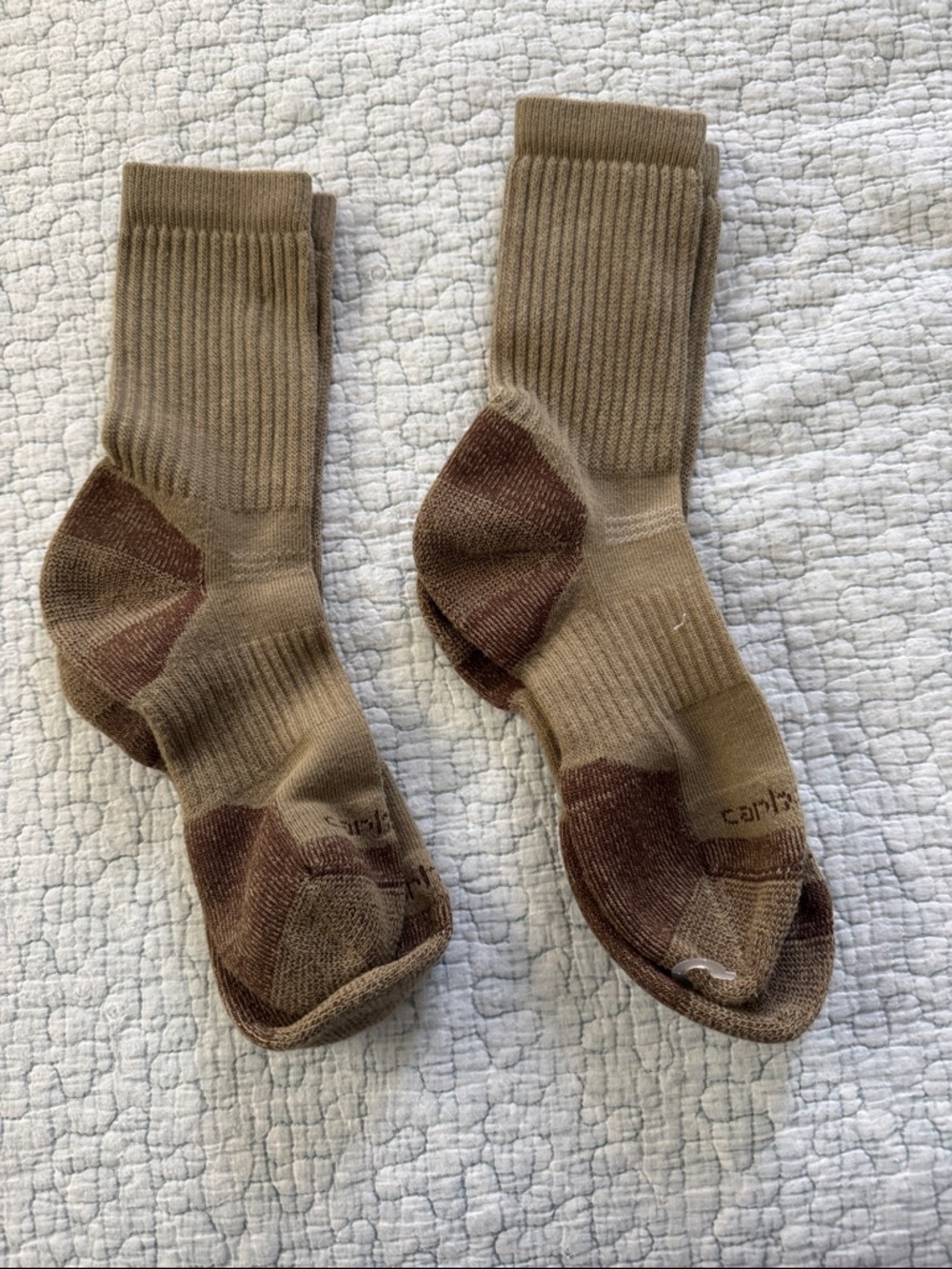NWOT Carhartt Cushion Crew Socks in Khaki/Brown x2